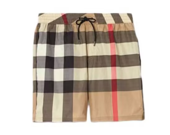 Top Quality Burberry Check Drawcord Swim Shorts Archive Beige 