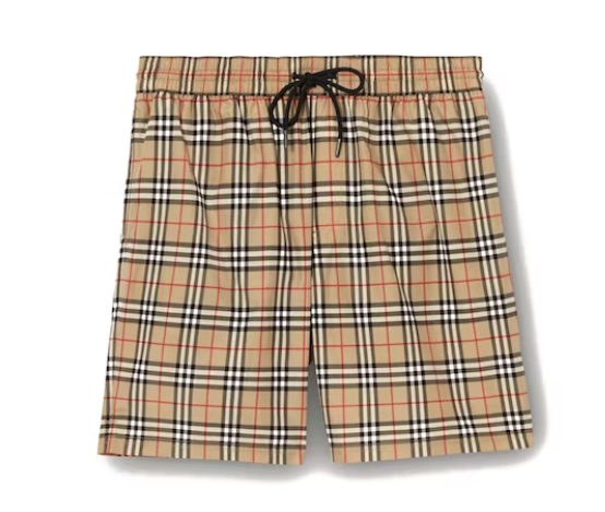 Top Quality Burberry Check Drawcord Swim Shorts Beige 