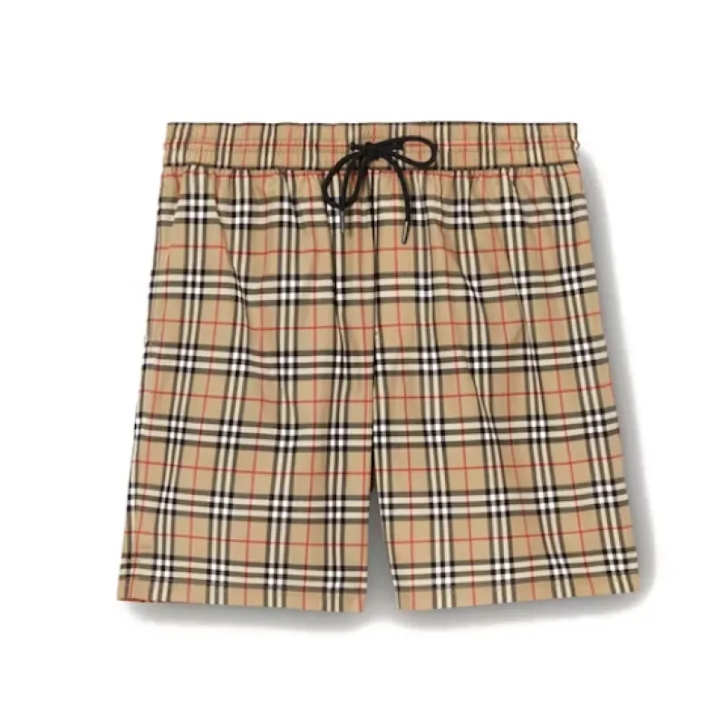 Top Quality Burberry Check Drawcord Swim Shorts Beige