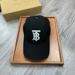 Burberry Monogram Motif Cotton Jersey Baseball Cap Black/White 