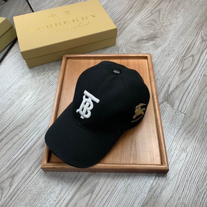    Burberry Monogram Motif Cotton Jersey Baseball Cap Black/White 