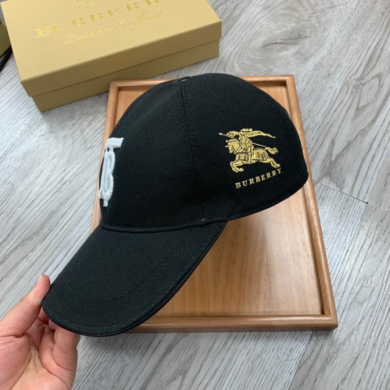    Burberry Monogram Motif Cotton Jersey Baseball Cap Black/White 