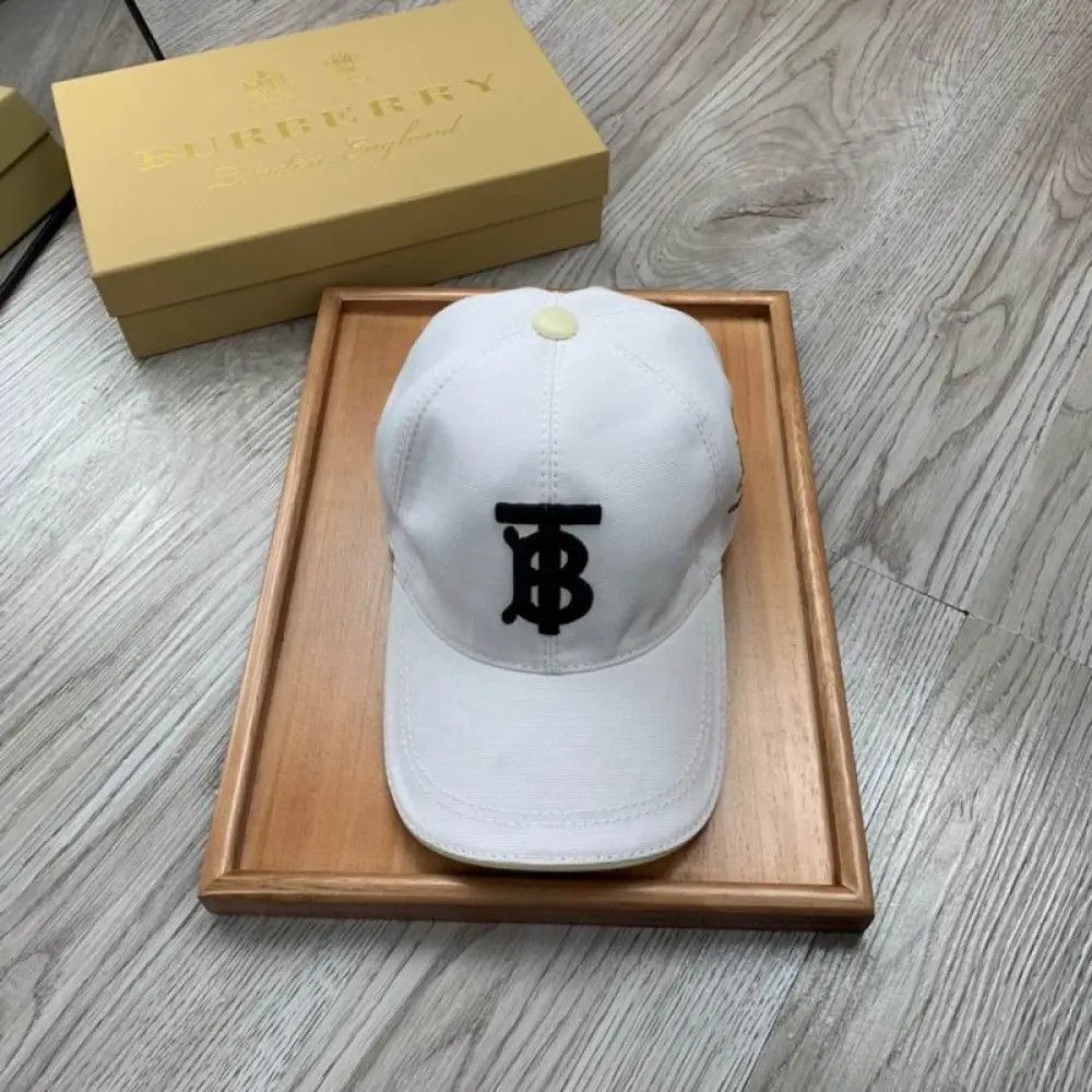 Burberry Monogram Motif Cotton Jersey Baseball Cap Black/White 