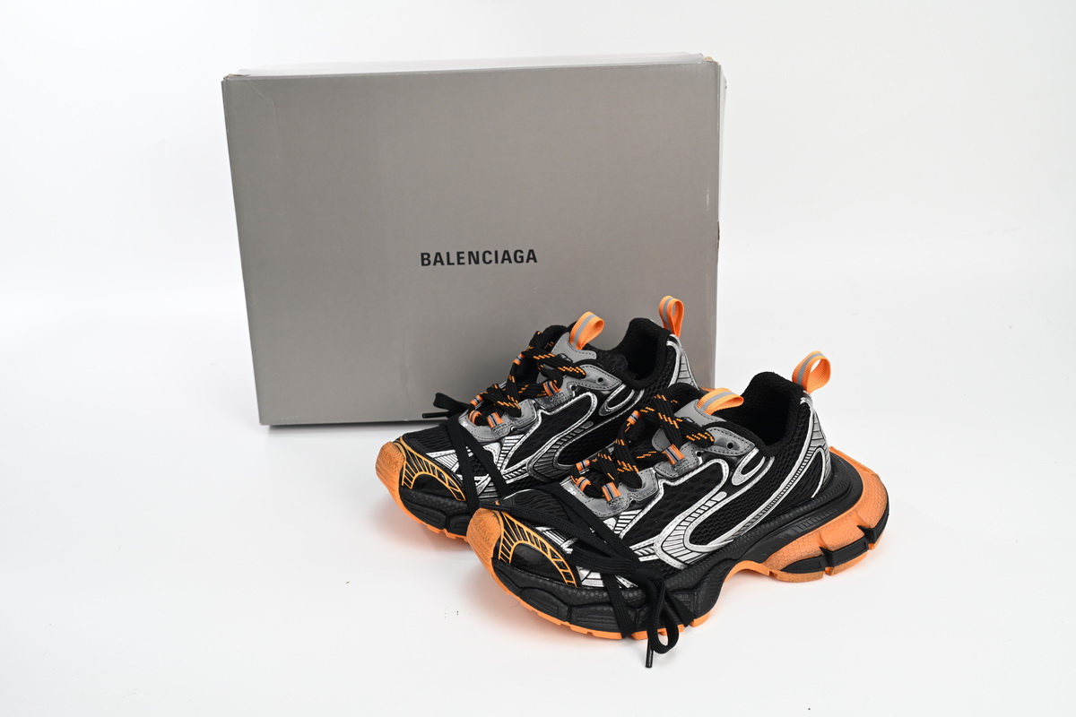    Balenciaga 3XL Lace-Up Sneakers All Black Orange 734731 W3XL3 1178 