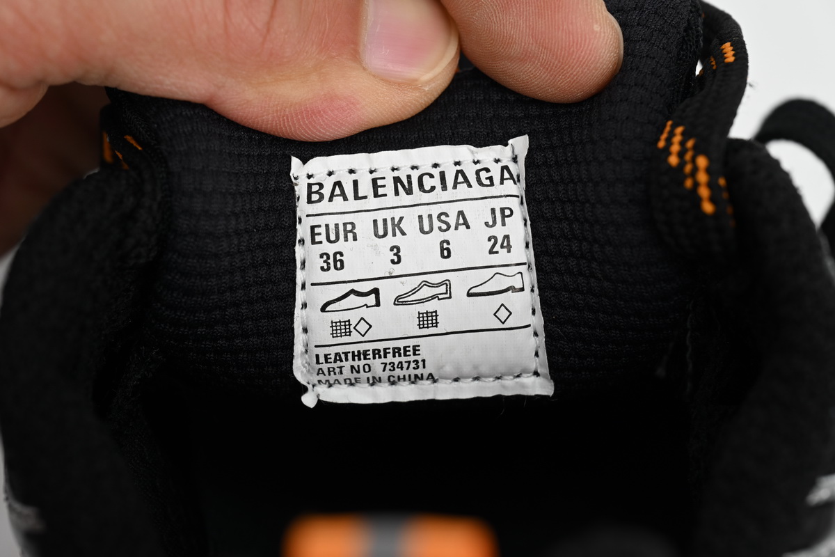    Balenciaga 3XL Lace-Up Sneakers All Black Orange 734731 W3XL3 1178 