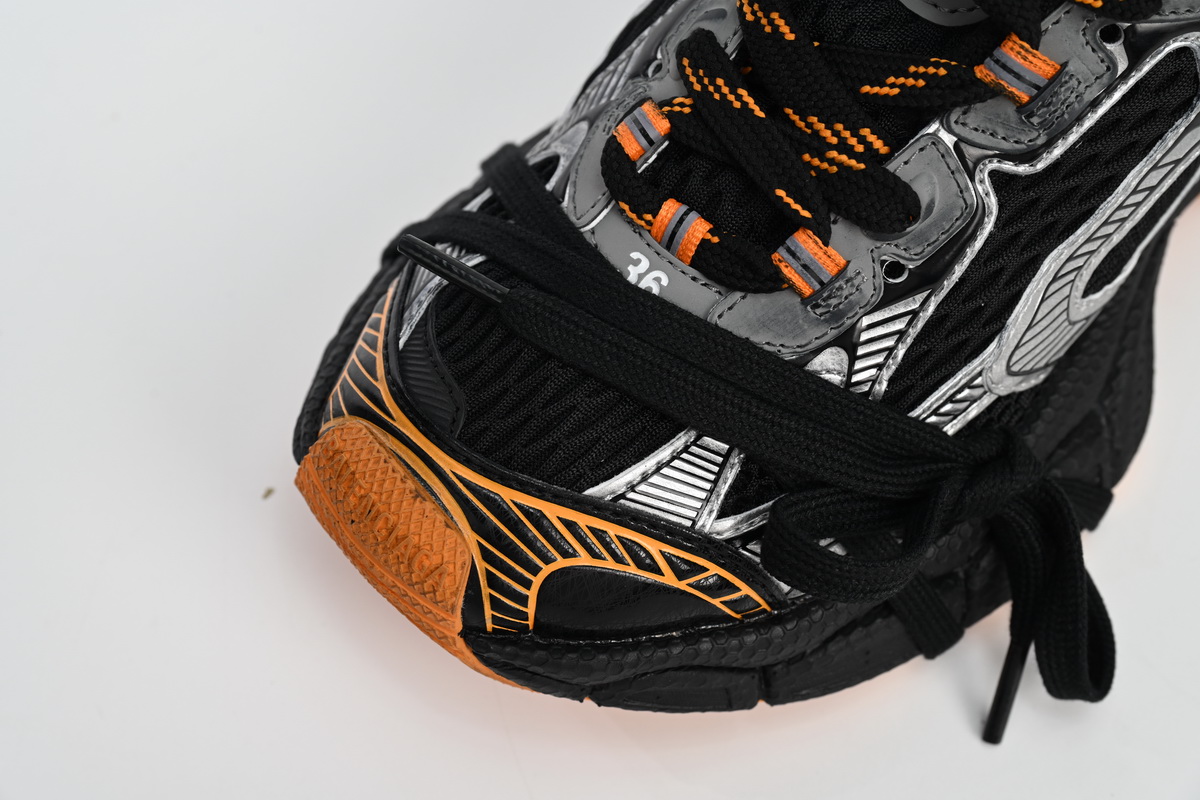    Balenciaga 3XL Lace-Up Sneakers All Black Orange 734731 W3XL3 1178 