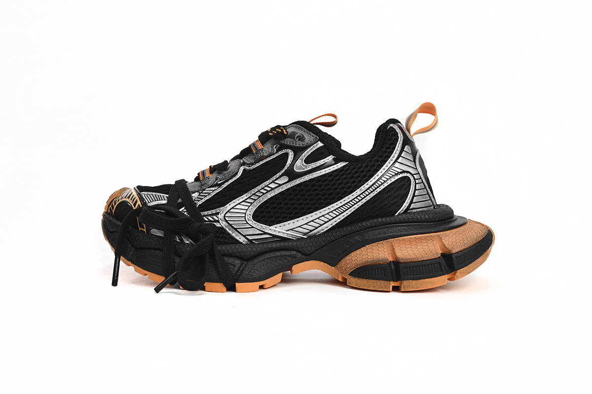    Balenciaga 3XL Lace-Up Sneakers All Black Orange 734731 W3XL3 1178 