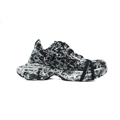 Balenciaga 3XL Lace-Up Sneakers Luminous Black Graffiti 734731 W3XDC 0236 02