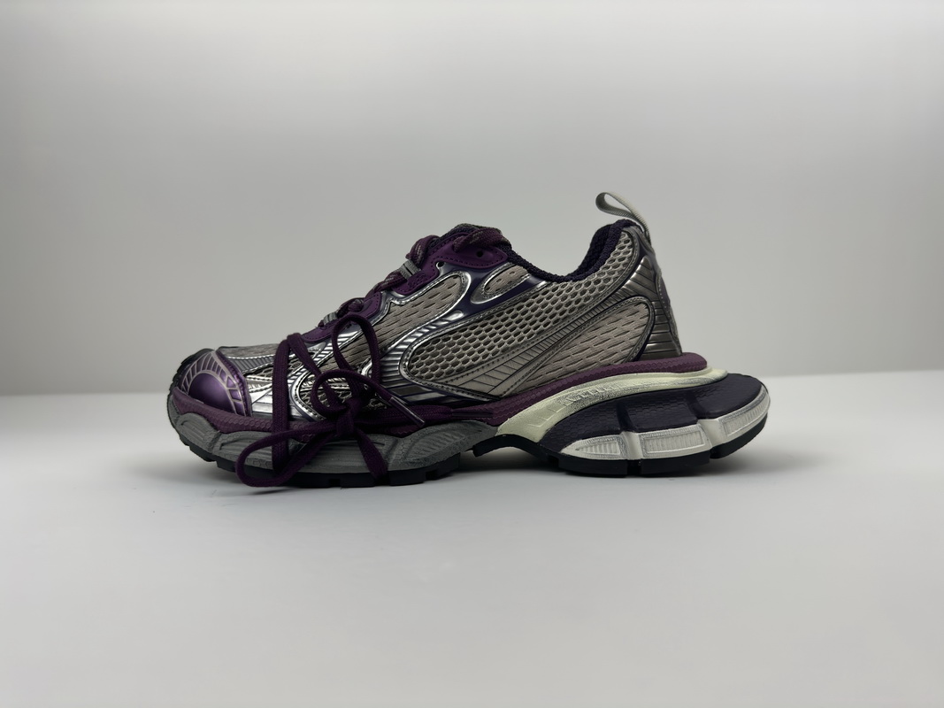    Balenciaga 3XL Lace-Up Sneakers Silver Pur Ple 542229 W1RB5 1269
