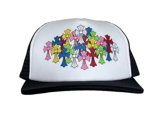Chrome Hearts Multi Color Crosses Trucker Hat White