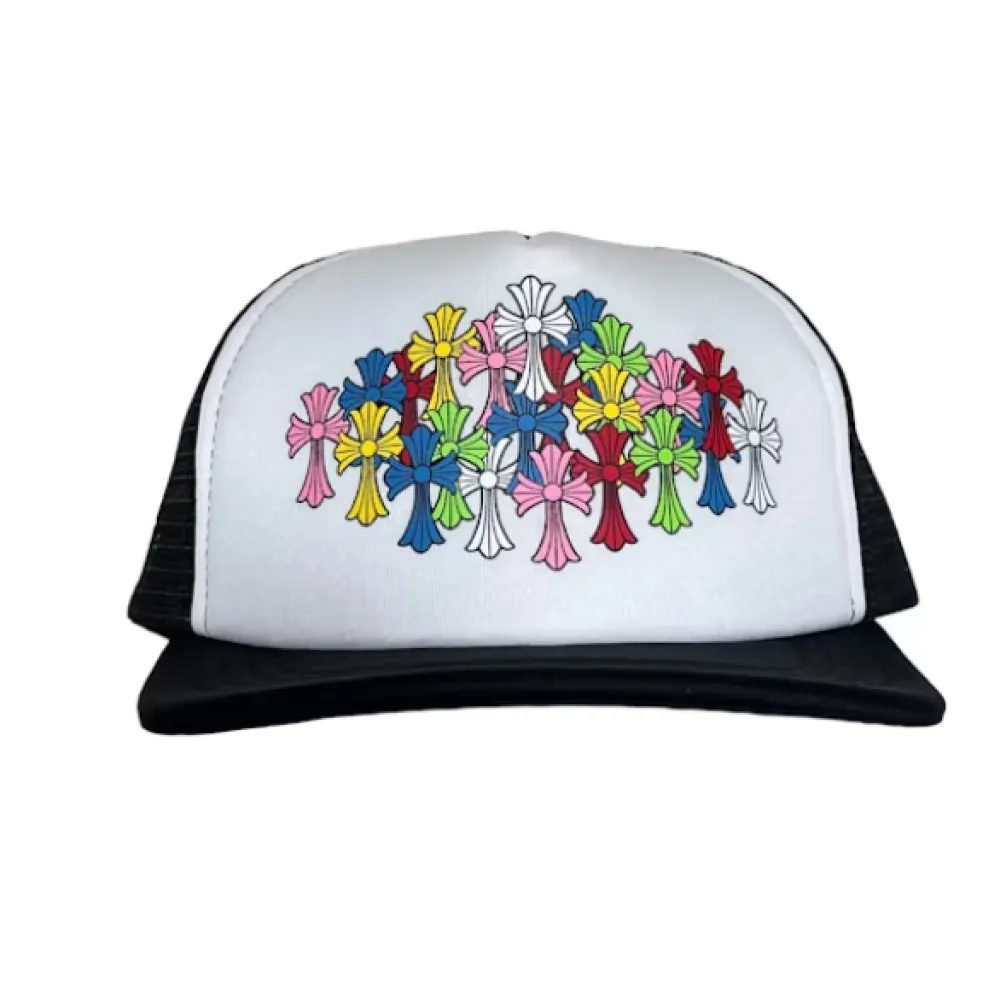 Chrome Hearts Multi Color Crosses Trucker Hat White