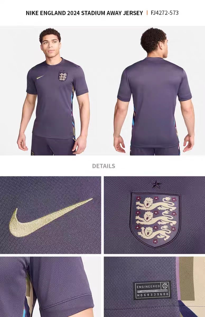    England 24/25 Player Away Euro Patch Jersey
