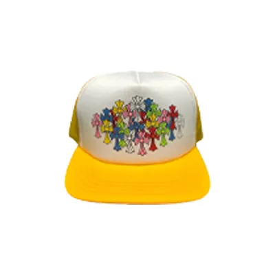 Chrome Hearts Multi Color Crosses Trucker Hat Yellow 01