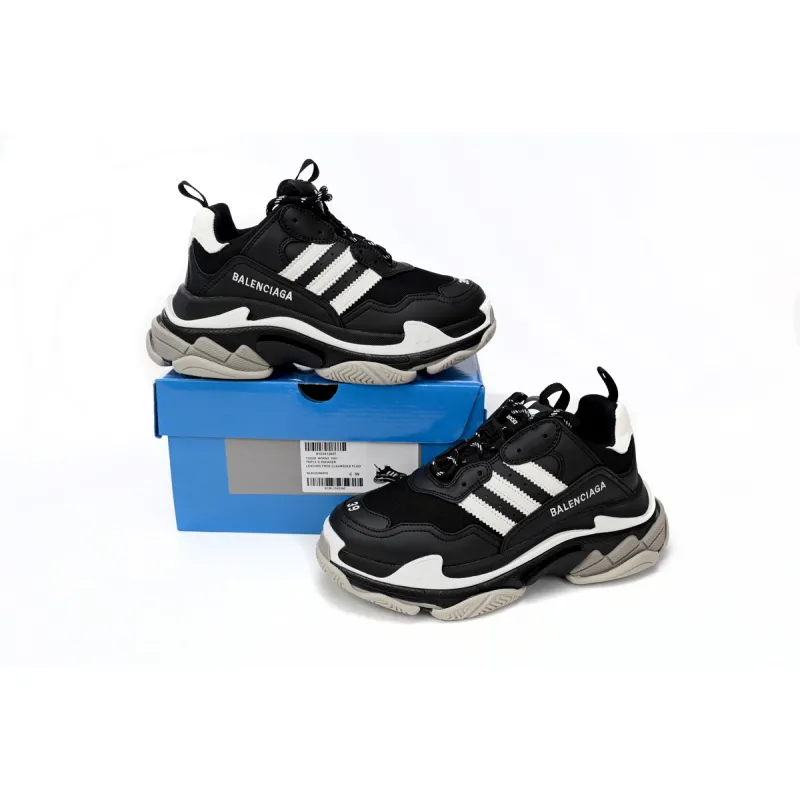 Pkgod  adidas x Balenciaga Triple S Black And White Bars 712764 W2ZB2 1090