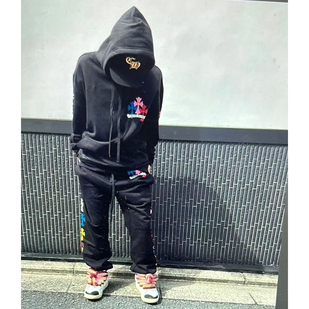 Top Chrome Hearts Multi Color Cross Hoodie Suit 