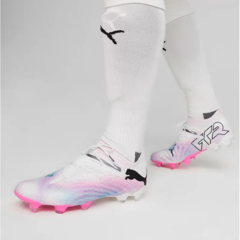 【Flash Sale $50 OFF】Future 7 Ultimate Firm Ground/Artificial Ground Men's Soccer Cleats Puma White-Puma Black-Poison Pink[No Box]