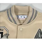 Top Quality OFF-WHITE Graphics Leather Varsity Jacket 