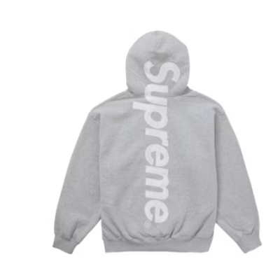Top Quality Supreme Satin Applique Hooded Sweatshirt (FW24) Heather Grey  01