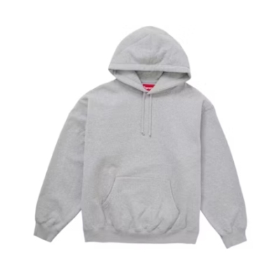 Top Quality Supreme Satin Applique Hooded Sweatshirt (FW24) Heather Grey  02