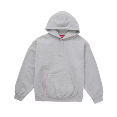 Top Quality Supreme Satin Applique Hooded Sweatshirt (FW24) Heather Grey  02