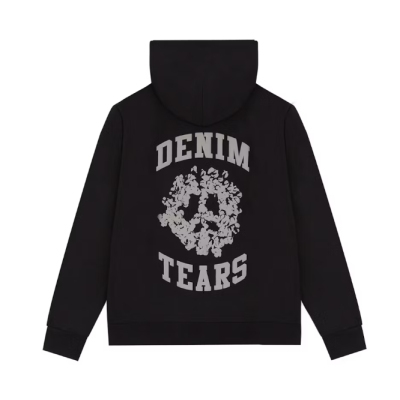 Top Quality Denim Tears Denim University Zip Hoodie Black  02