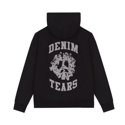 Top Quality Denim Tears Denim University Zip Hoodie Black  02