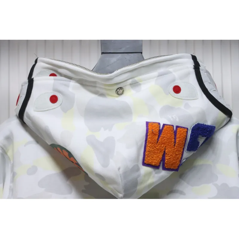 Top Quality  BAPE City Camo Shark Full Zip Hoodie White （Glow） 