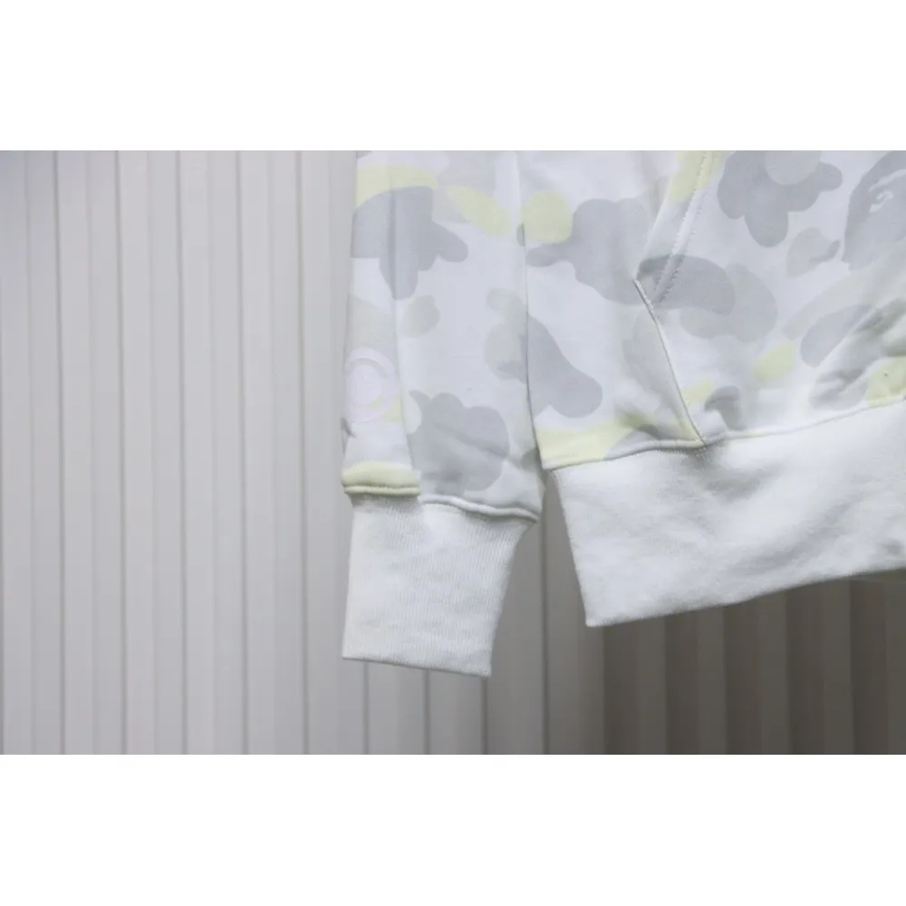 Top Quality  BAPE City Camo Shark Full Zip Hoodie White （Glow） 