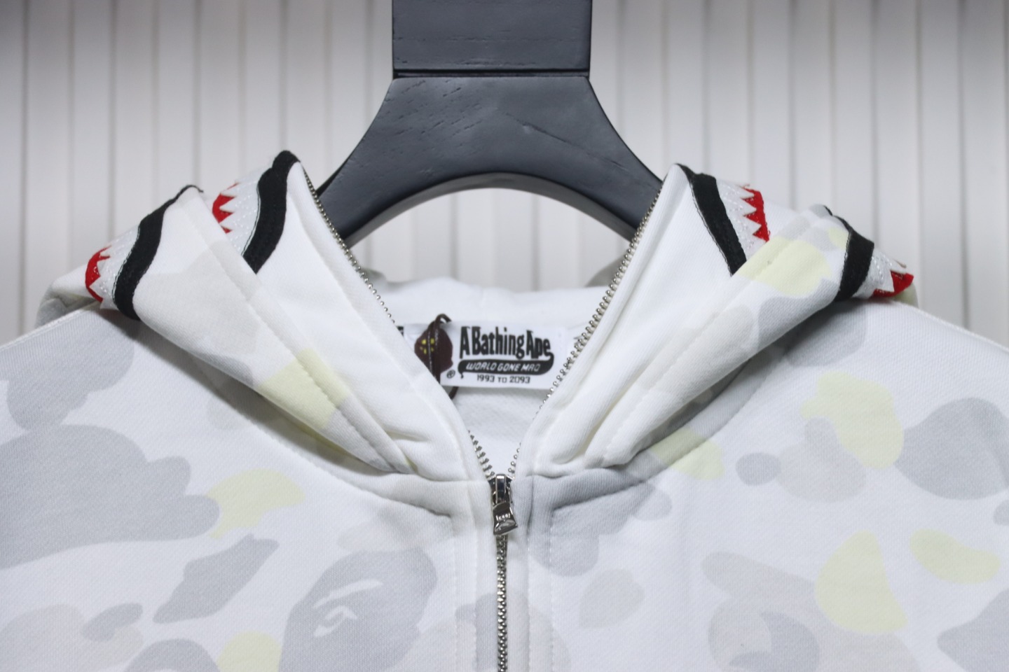Top Quality  BAPE City Camo Shark Full Zip Hoodie White （Glow） 