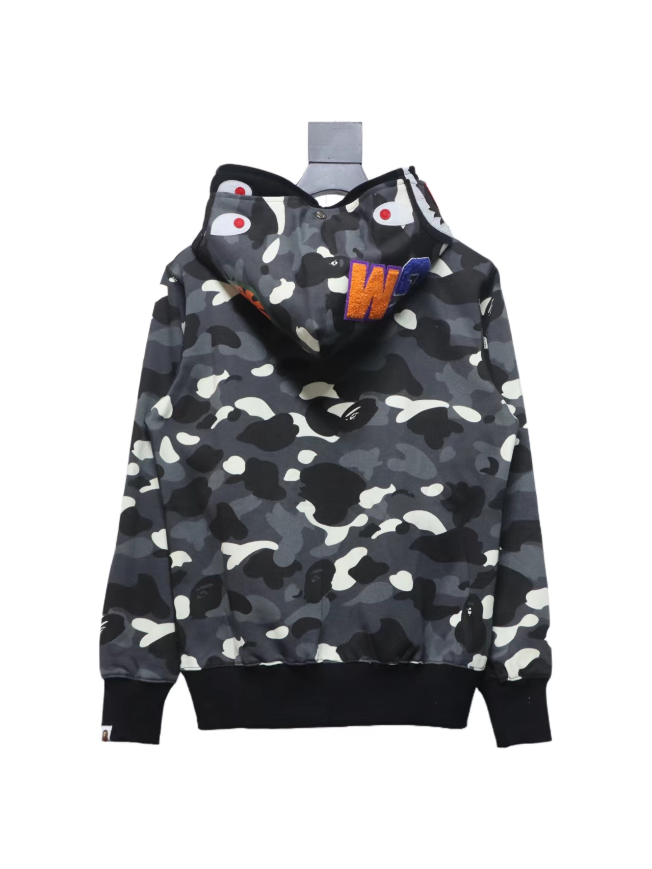 Top Quality BAPE City Camo Shark WGM Full-Zip Hoodie Black（Glow） 