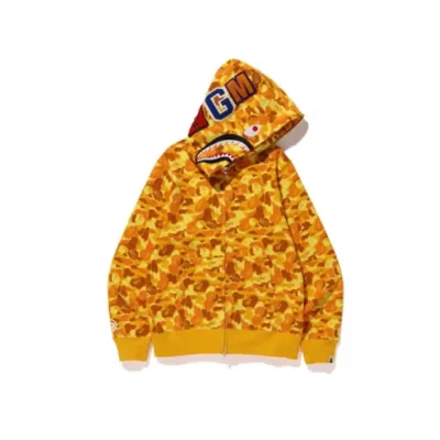 Top Quality BAPE x PUBG Shark Full Zip Hoodie Orange  02