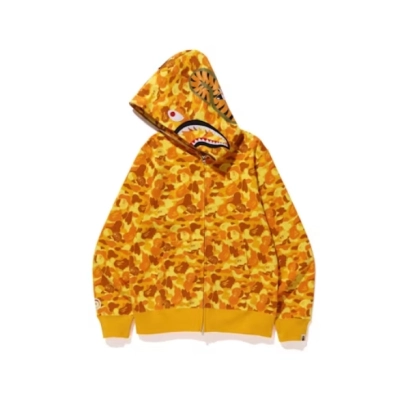 Top Quality BAPE x PUBG Shark Full Zip Hoodie Orange  01