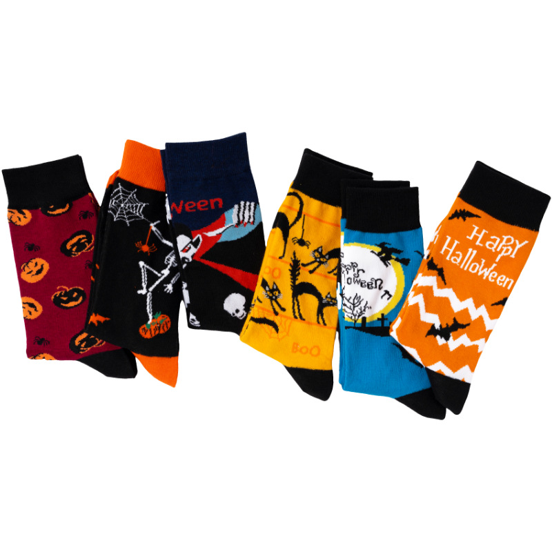 Pumpkin bat vampire skull trendy socks