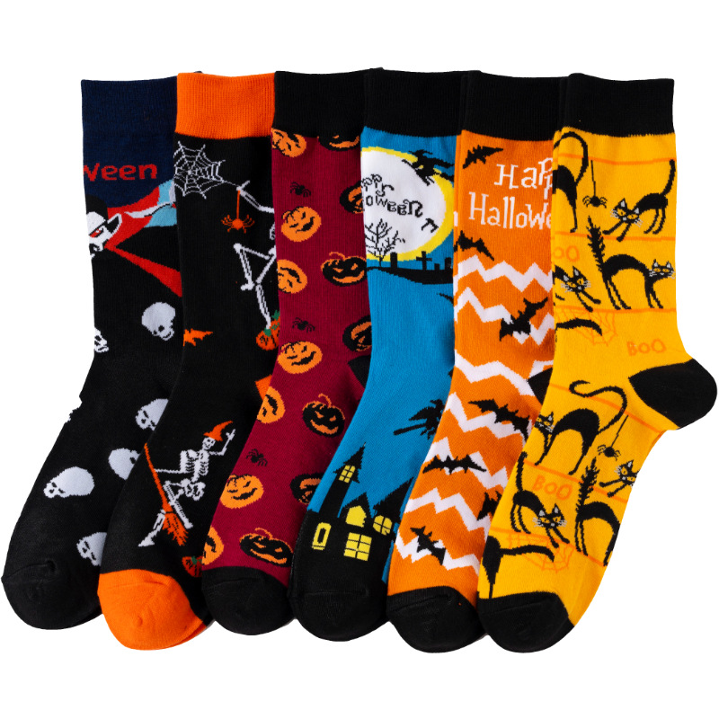 Pumpkin bat vampire skull trendy socks