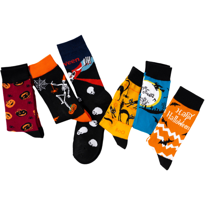 Pumpkin bat vampire skull trendy socks