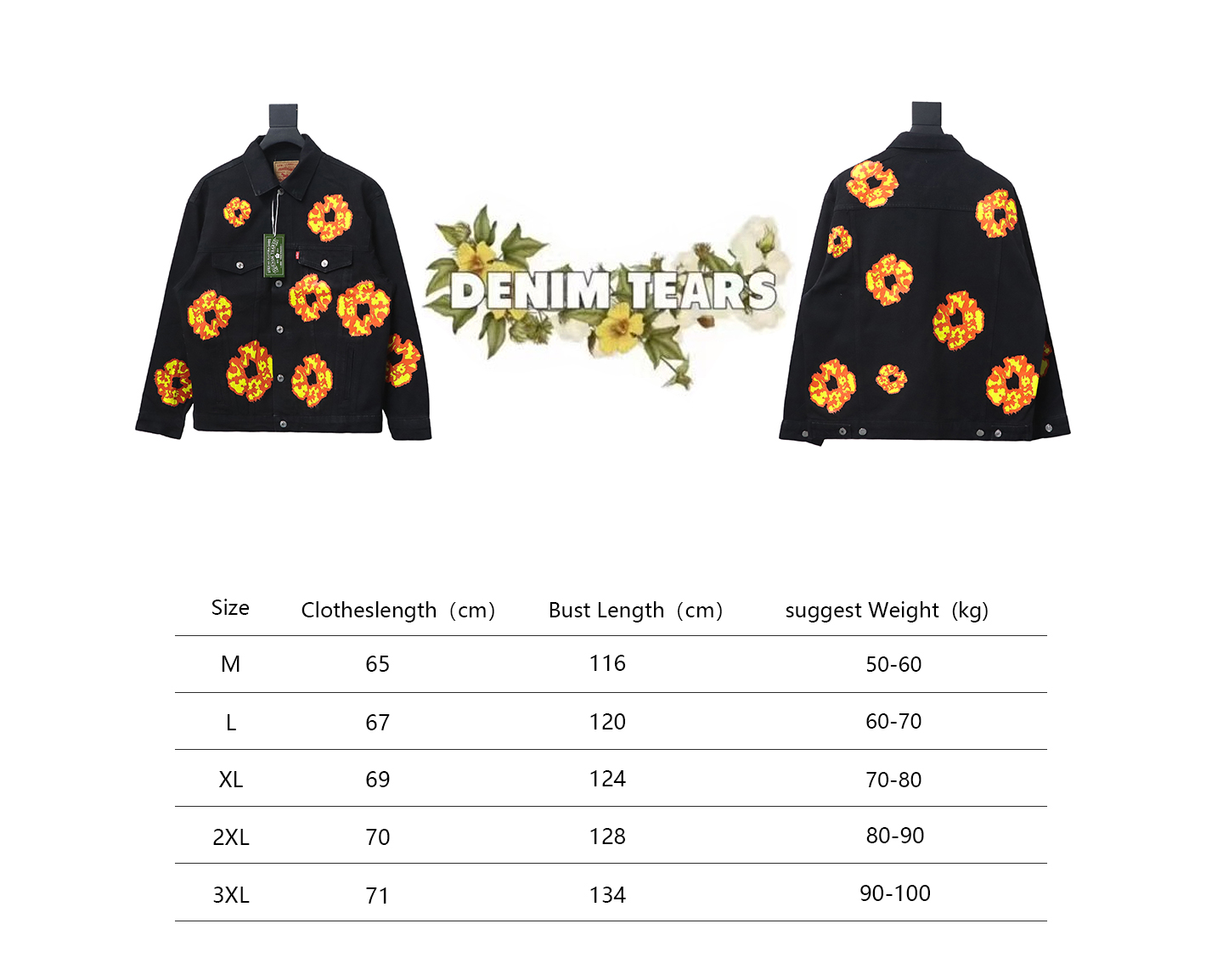 DENIM TEARS Washed Flam Jacket Black 