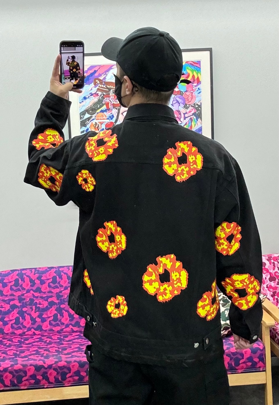 DENIM TEARS Washed Flam Jacket Black 
