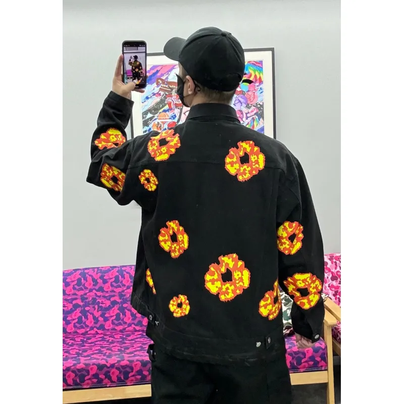 DENIM TEARS Washed Flam Jacket Black 