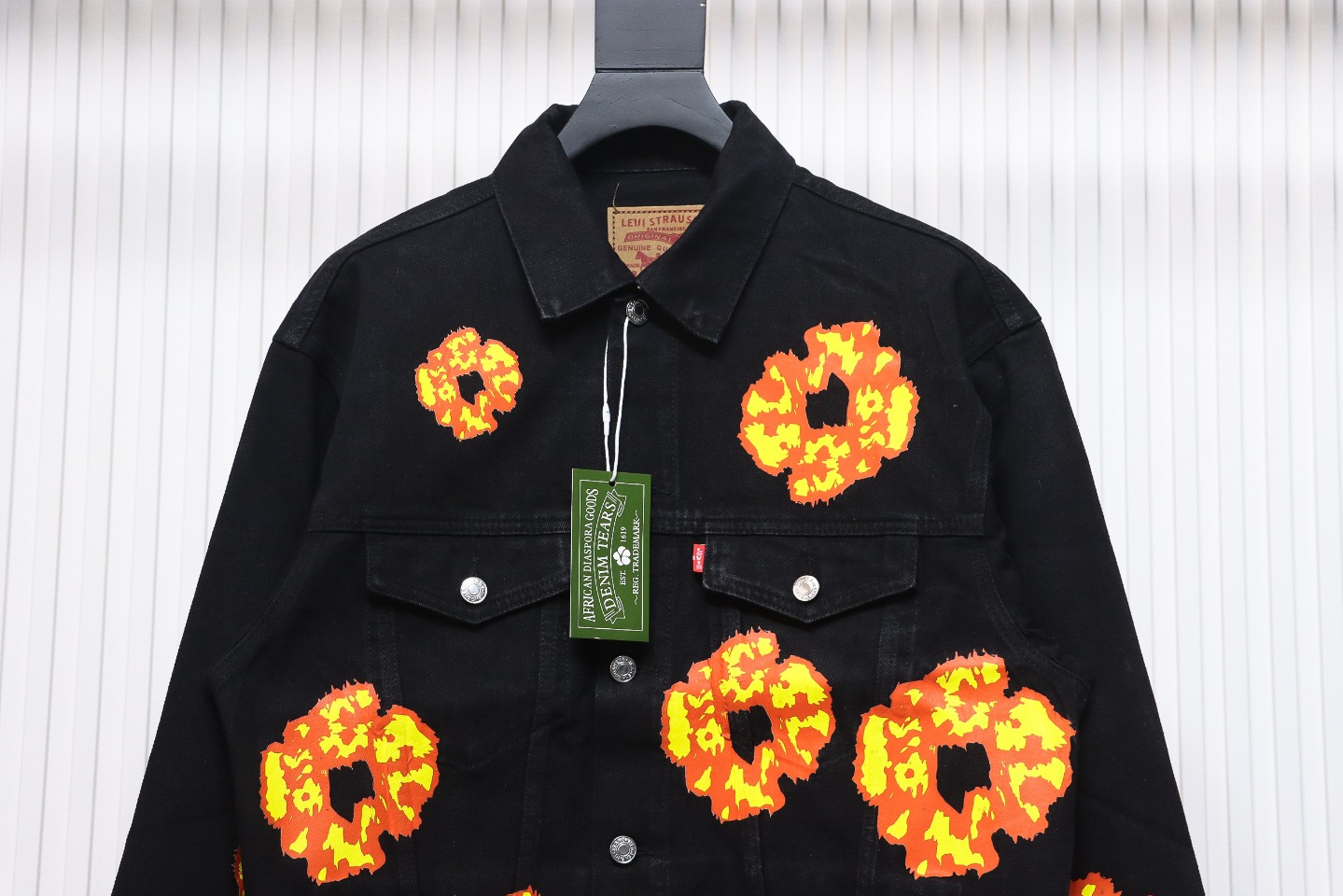 DENIM TEARS Washed Flam Jacket Black 