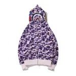 Top Quality Bape ABC Camo Shark Full Zip Hoodie Purple 
