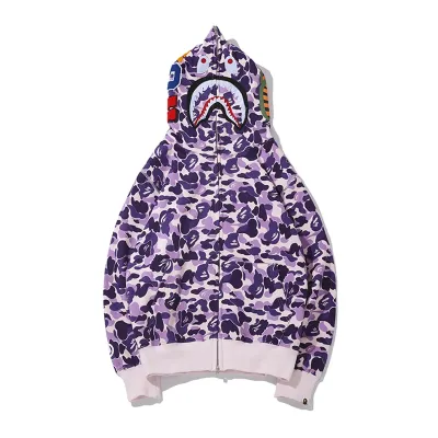 Top Quality Bape ABC Camo Shark Full Zip Hoodie Purple  01