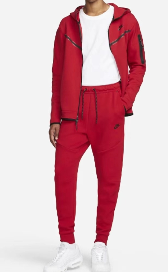 Top Quality Nike Sportswear Tech Fleece Full-Zip Hoodie & Joggers Set Light University Red 