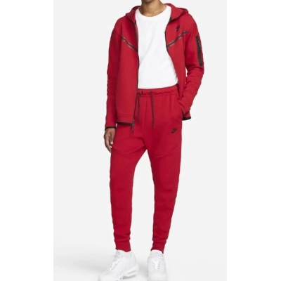 Top Quality Nike Sportswear Tech Fleece Full-Zip Hoodie & Joggers Set Light University Red  02