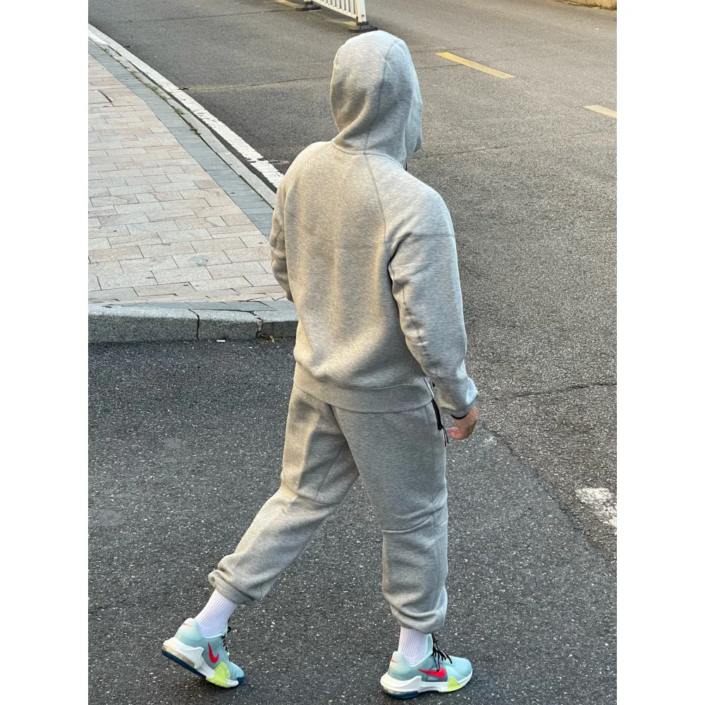 【Hot Sale】Nike Sportswear Tech Fleece Full-Zip Hoodie & Joggers Set Dark Heather Grey 