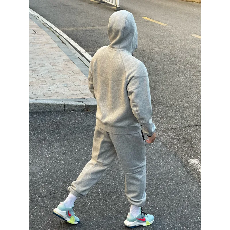 【Hot Sale】Nike Sportswear Tech Fleece Full-Zip Hoodie & Joggers Set Dark Heather Grey 