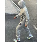 【Hot Sale】Nike Sportswear Tech Fleece Full-Zip Hoodie & Joggers Set Dark Heather Grey 