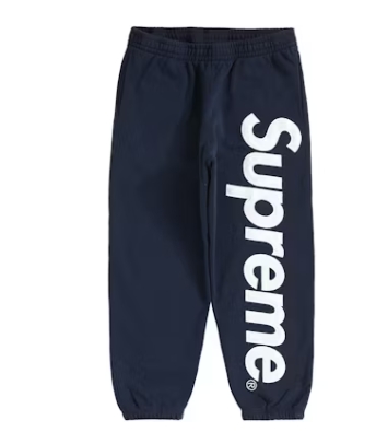 Top Quality Supreme Satin Appliqué Sweatpant Navy 