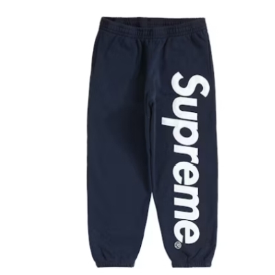 Top Quality Supreme Satin Appliqué Sweatpant Navy  01