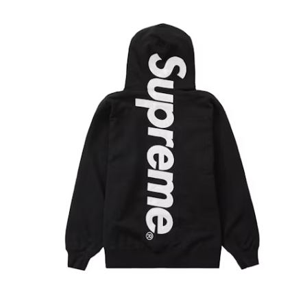 Top Quality Supreme Satin Applique Hooded Sweatshirt  Black 