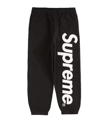 Top Quality Supreme Satin Appliqué Sweatpant Black 
